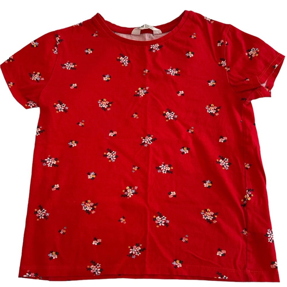 Girls t-shirt, H&M, red with flowers! 💐